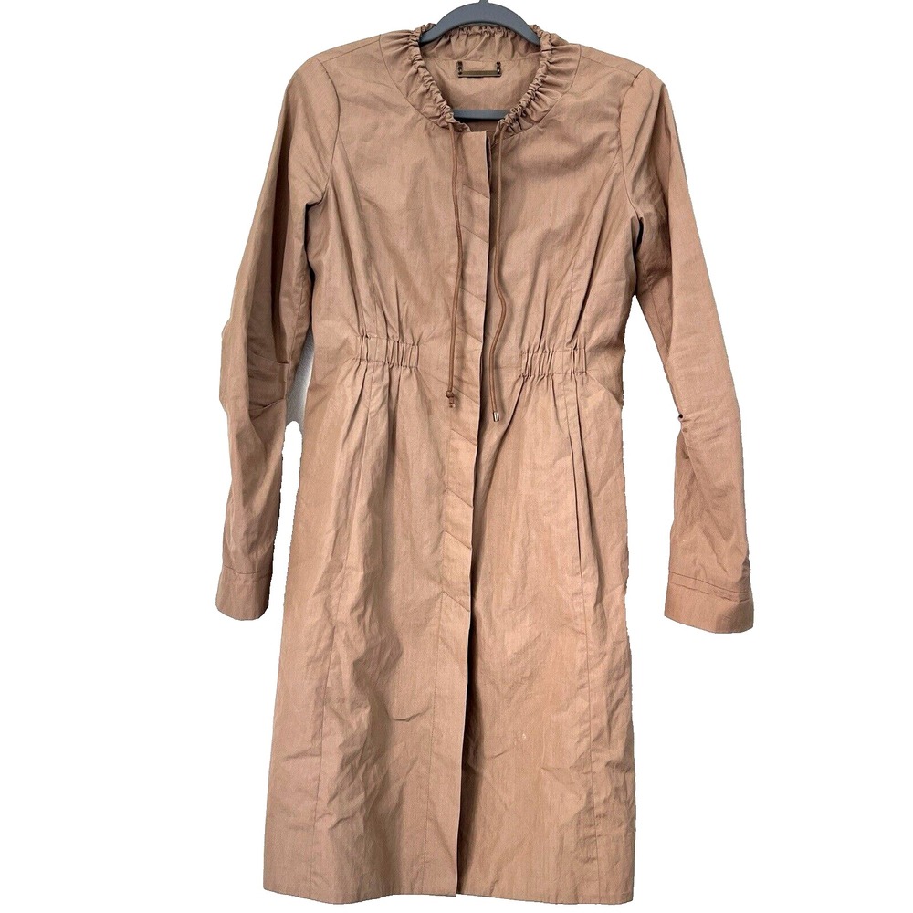 Diane Von Furstenberg Women's Sporti Trench Jacket Sz 2 Cinched Waist Khaki Tan - Picture 1 of 16
